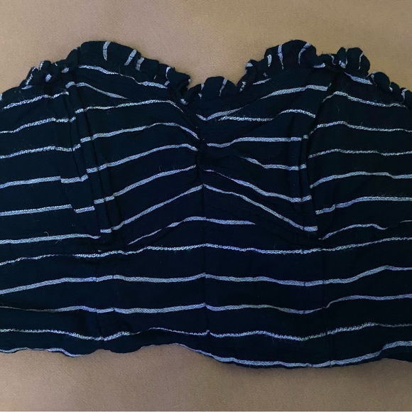 AE American Eagle Outfiters cropped corset top black and white striped - Picture 4 of 5